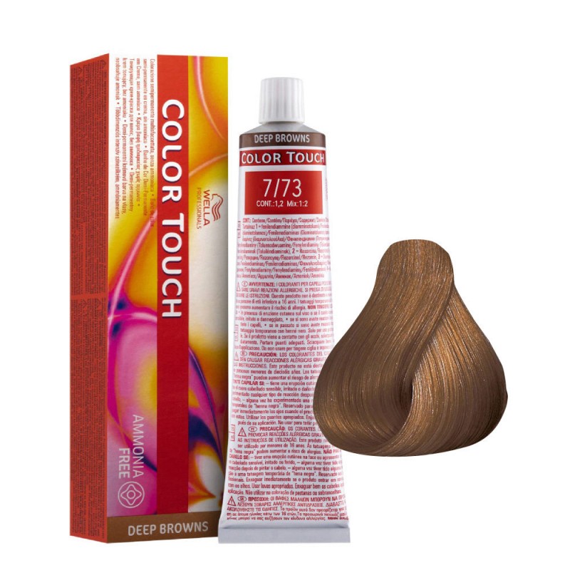 Wella COLOR TOUCH DEEP BROWN ammonia free 7/73 Rubio Medio Marrón Dorado 60 ml