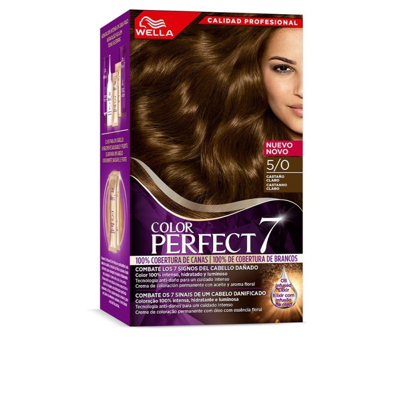 WELLA COLOR PERFECT 7 100 cobertura de canas 5 0 castano claro