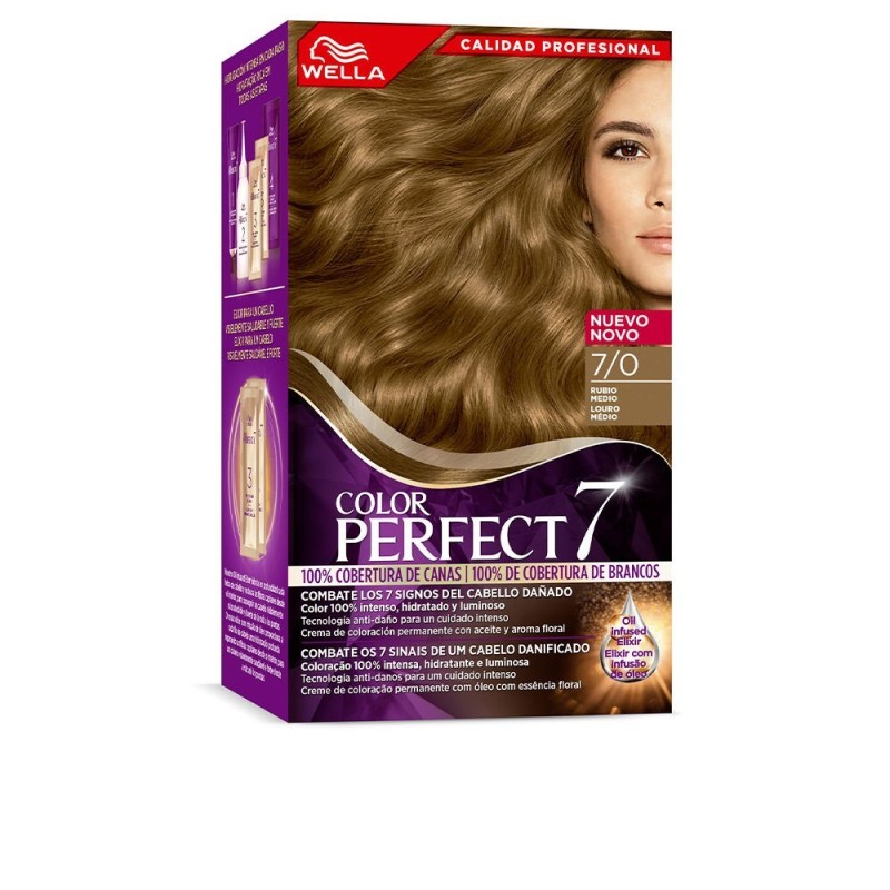 WELLA COLOR PERFECT 7 100 cobertura de canas 7 0 rubio medio 6 u