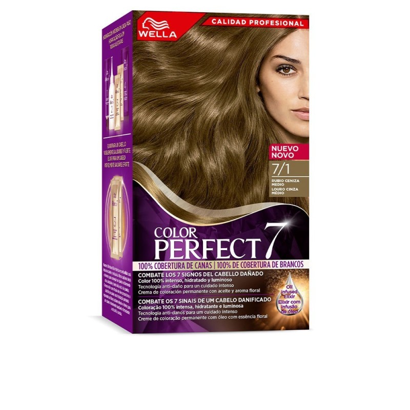 WELLA COLOR PERFECT 7 100 cobertura de canas 7 1 rubio ceniza medio 6 u