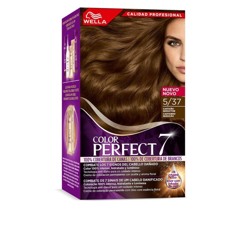 WELLA COLOR PERFECT 7 100 cobertura de canas 5 37 castano seductor