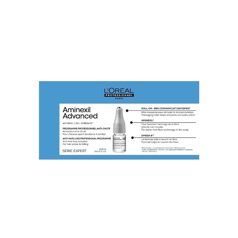 AMINEXIL ADVANCED ampollas enriquecidas con activos dermatológicos para cabello 10 x 6 ml