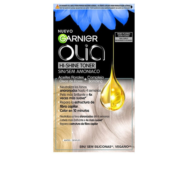 OLIA HI SHINE TONER coloracion semipermanente neutralizador de tonos 1001 rubio platino 3 pz