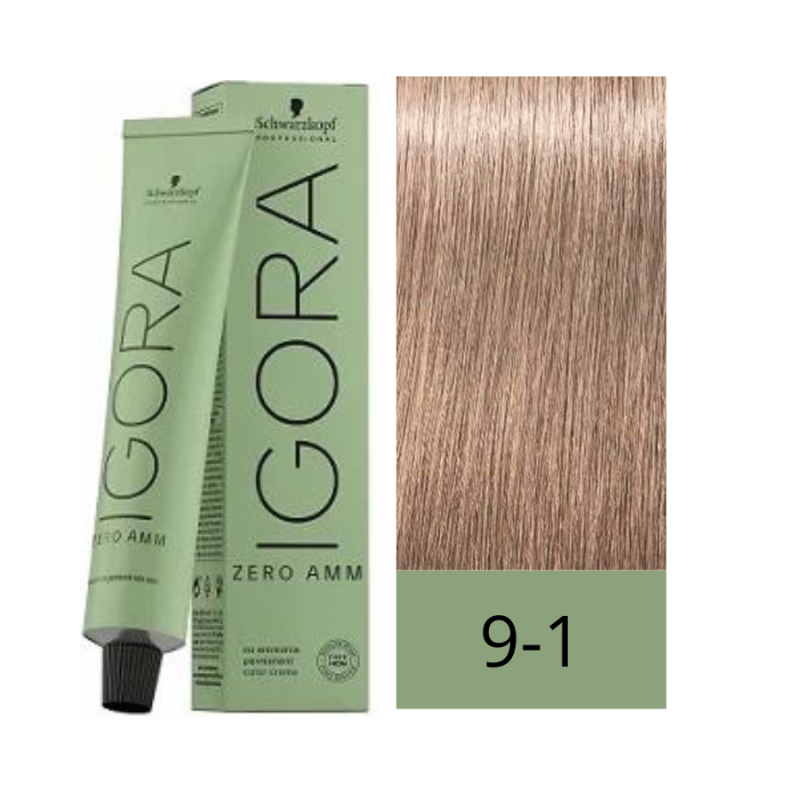 Schwarzkopf Zero Amm Tinte Sin Amoniaco 9-1 Rubio Muy Claro Ceniza 60 ml