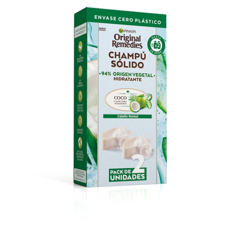 ORIGINAL REMEDIES champú sólido hidratante de coco 2 X 60 gr