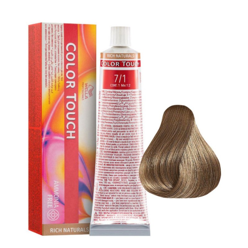 Wella COLOR TOUCH RICH NATURAL ammonia free 7/1 Rubio Medio Ceniza 60 ml