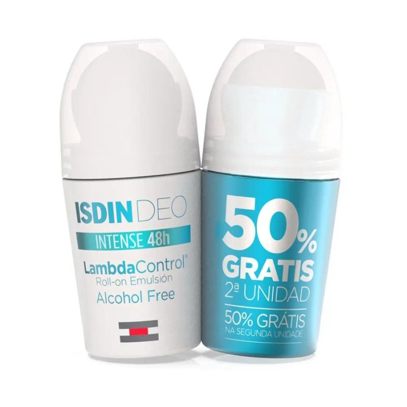 Isdin LAMBDA CONTROL intense 48h desodorante roll-on emulsión dúo 2 x 50 ml